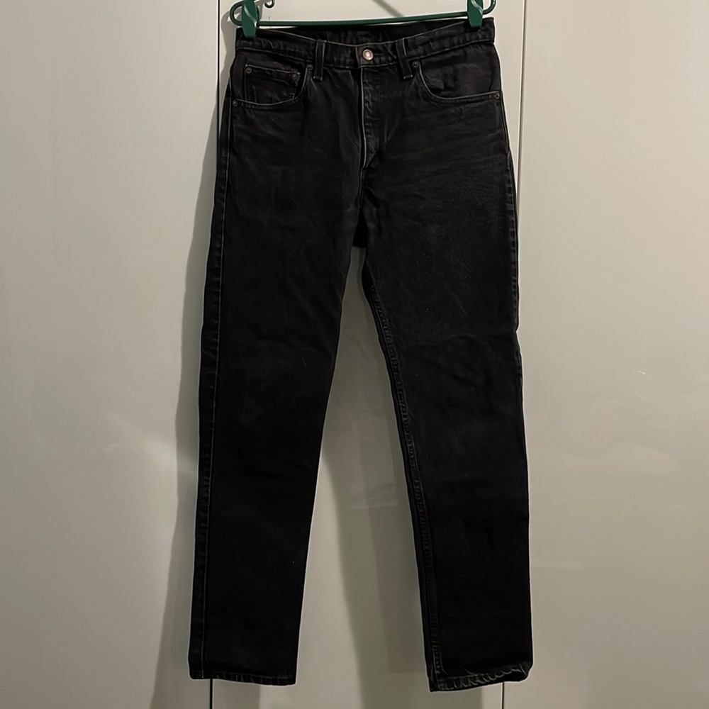 Black Levi’s 512 red tag tapered leg jeans 100% cotton denim Made in Canada